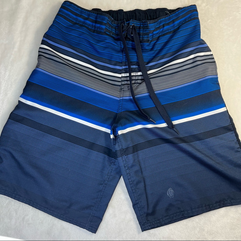 OP Ocean Pacific Board-short Swim Trunks Size Medium (32-34) Blue Stripes